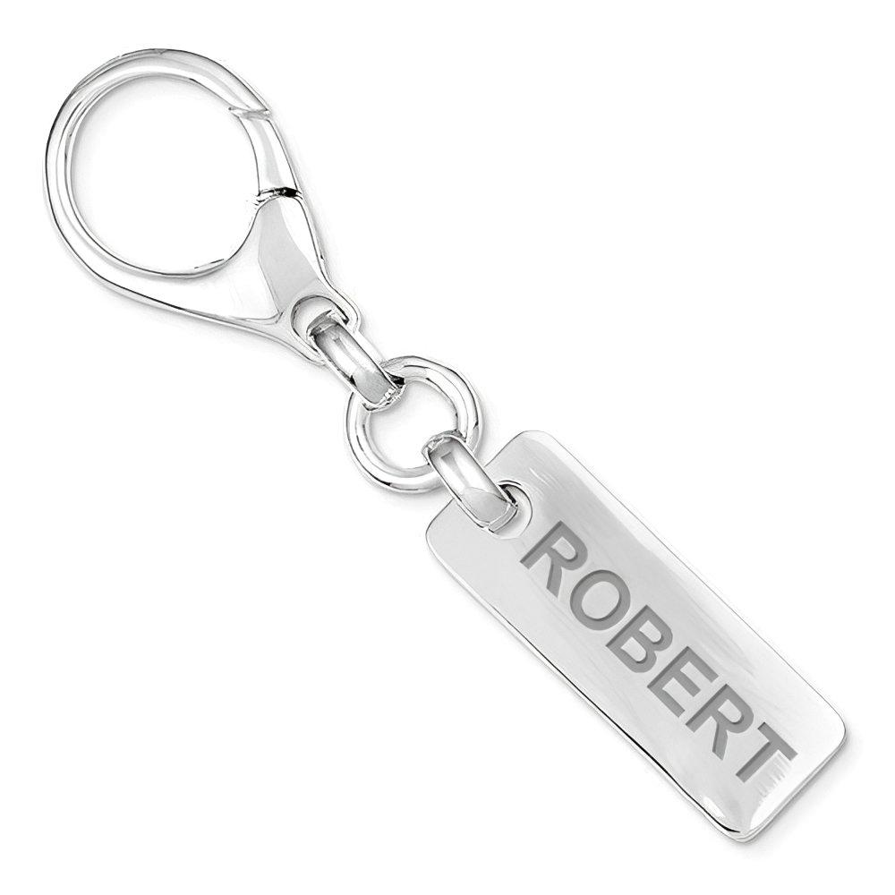 Engravable Sterling Silver Keychain - Sterling Silver 2/3 Inch Wide x 1 1/2 Inch Tall