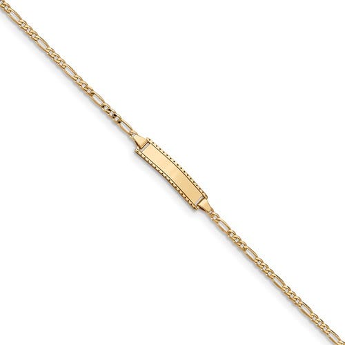 Custom Engraved 14k Gold Children's Diamond Cut Figaro Link ID Bracelet