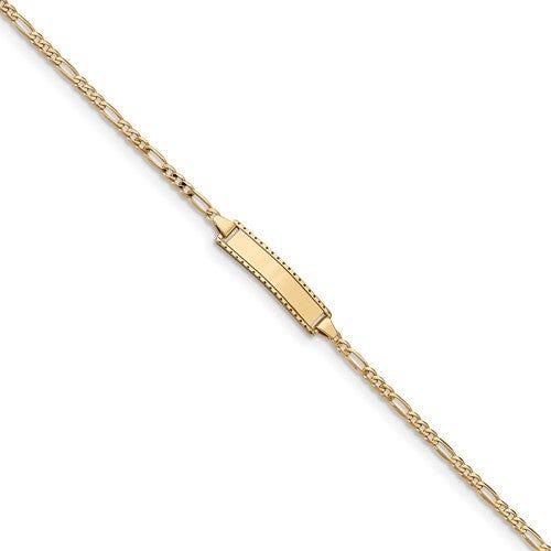 Custom Engraved 14k Gold Children's Diamond Cut Figaro Link ID Bracelet