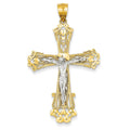 14k Two-tone Diamond-cut Crucifix Pendant