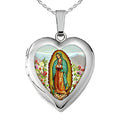 Silver Our Lady Of Guadalupe Heart Photo Locket