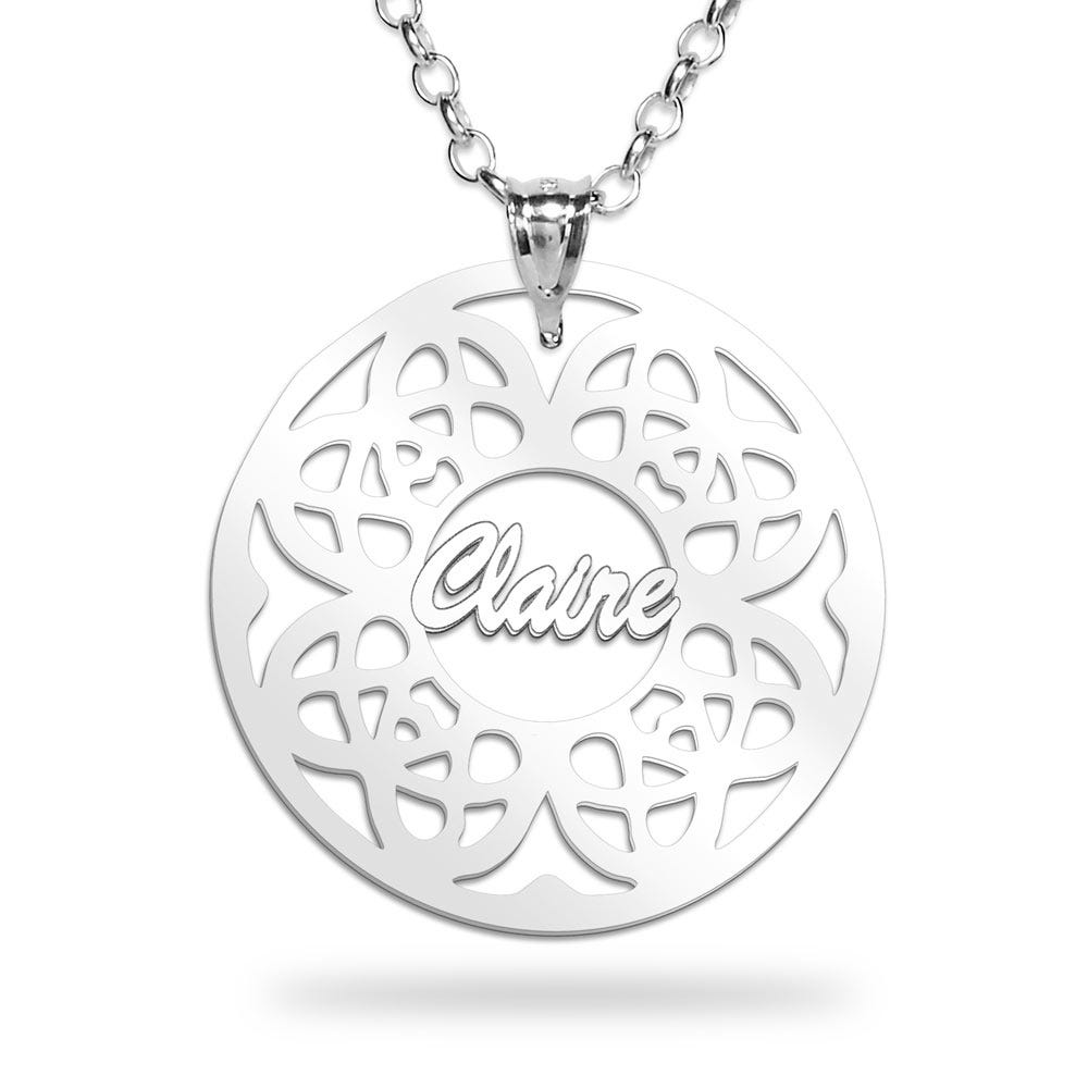 Modern Script Floral Name Pendant