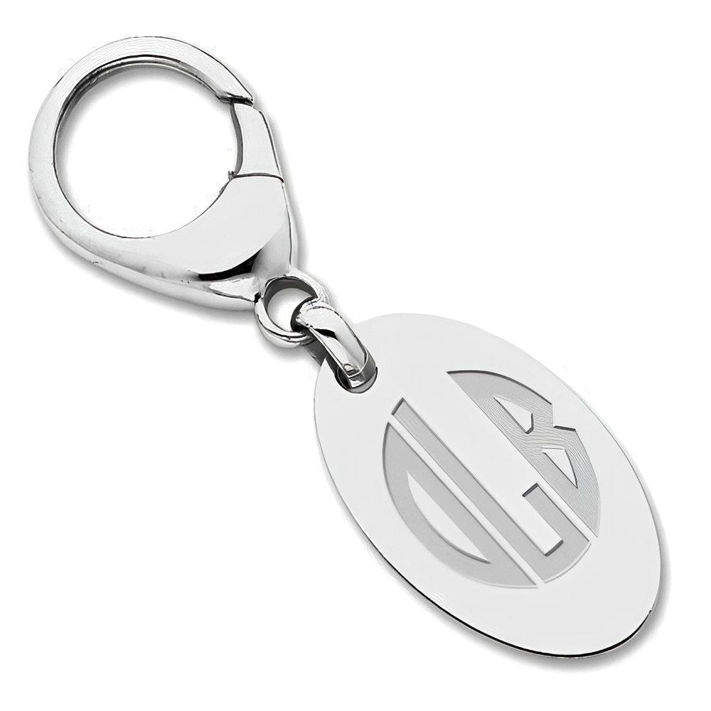 Engravable Sterling Silver Keychain - Sterling Silver 1 Inch Wide x 2 Inch Tall