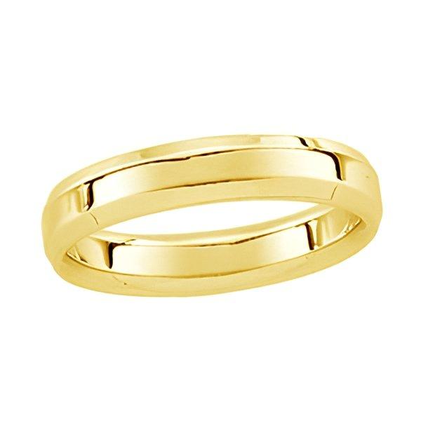 14k Yellow Gold 5mm Beveled Edge Wedding Band