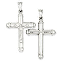 Sterling Silver Rhodium-plated Reversible Crucifix Pendant