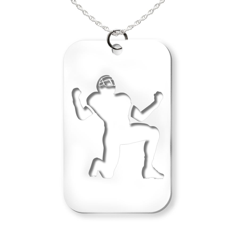 Football Player Kneeling Cut-out Rectangle Pendant