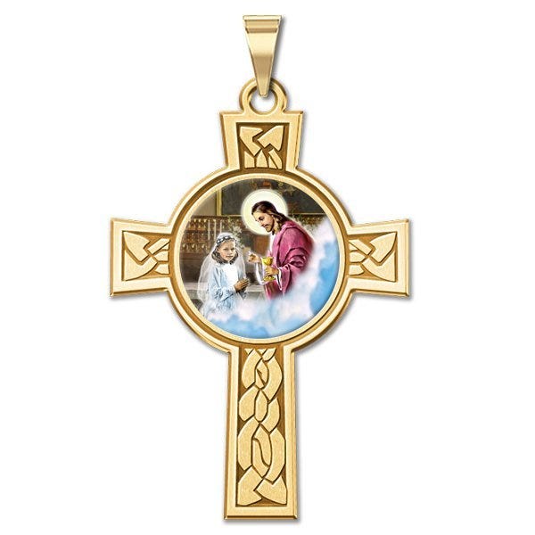 First Holy Communion Girl Cross Medal  "Color EXCLUSIVE"