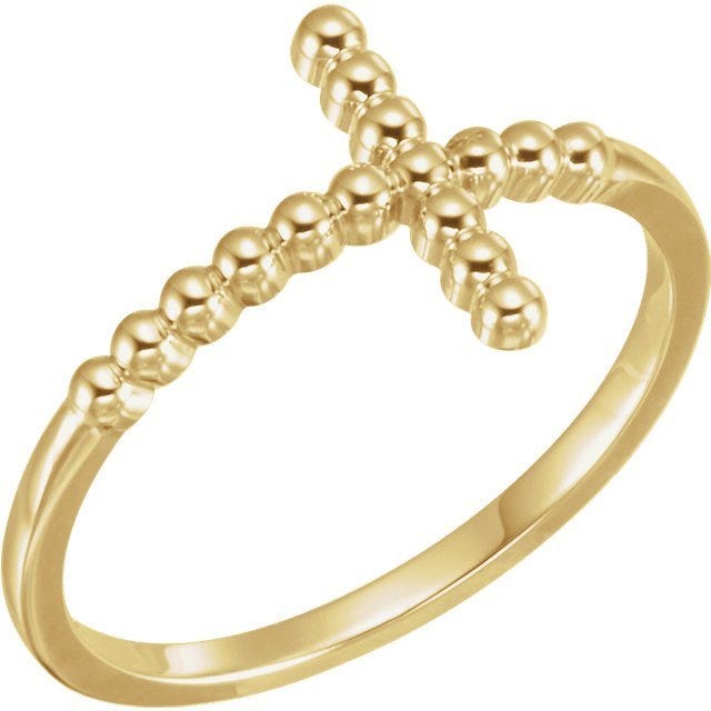 Sideways Beaded Cross Ring