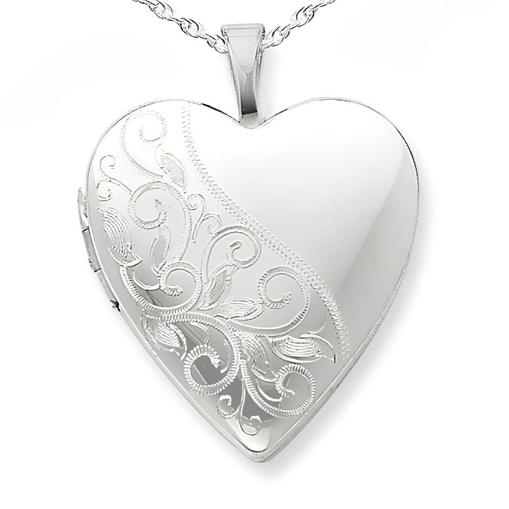 Silver Floral Heart Photo Locket