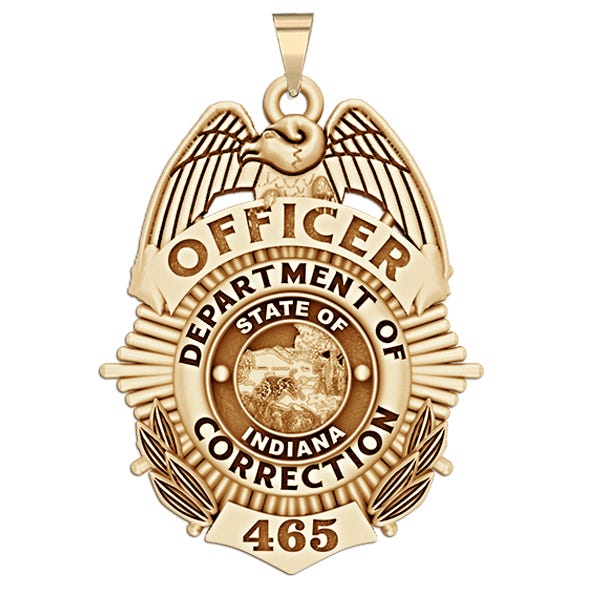 Personalized Indiana Corrections Badge with Your Rank and Number