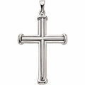 14K White Gold Cylinder-Ends Cross Pendant
