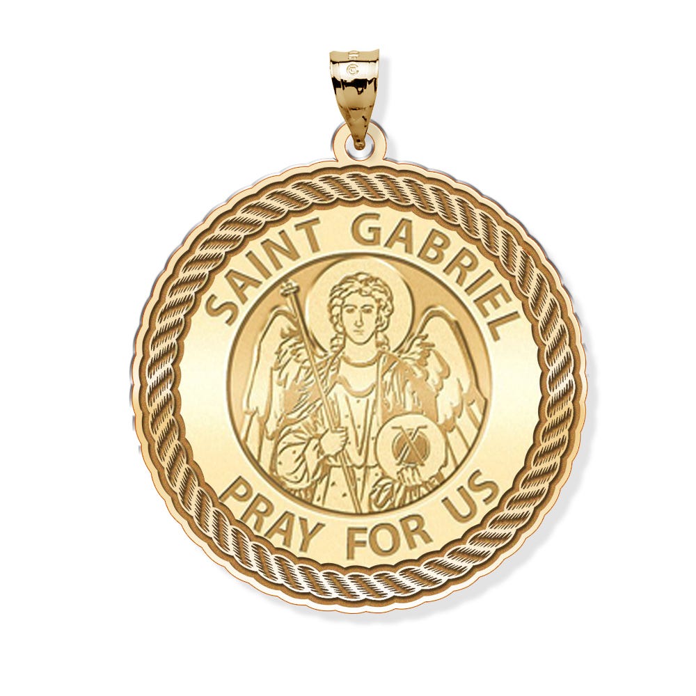 Saint Gabriel Round Rope Border Religious Medal