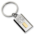 Engravable Stainless Steel Keychain with 24k Gold Plating - Stainless Steel - 3/4 Inch Wide x 1 1/4 Inch Tall