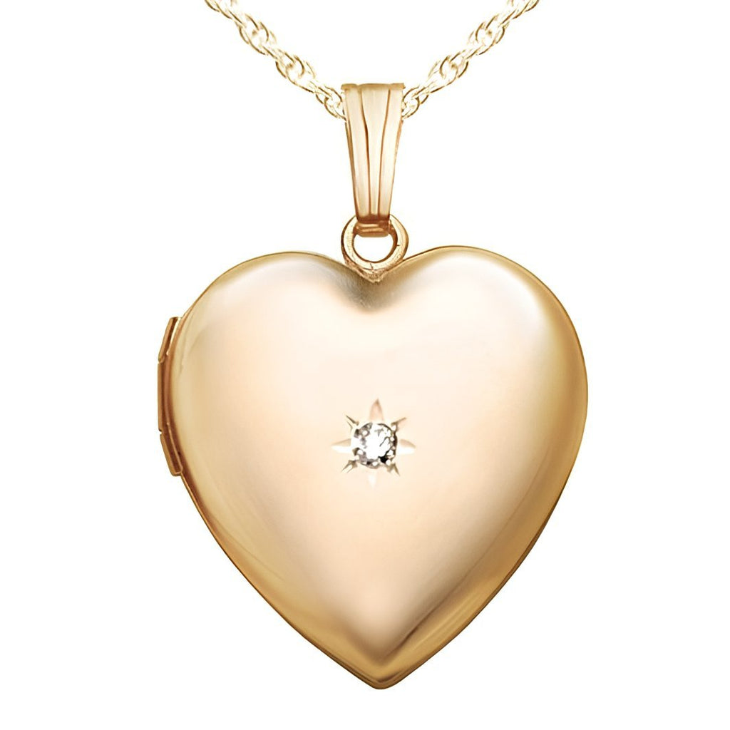 Yellow Gold Diamond Heart Photo Locket