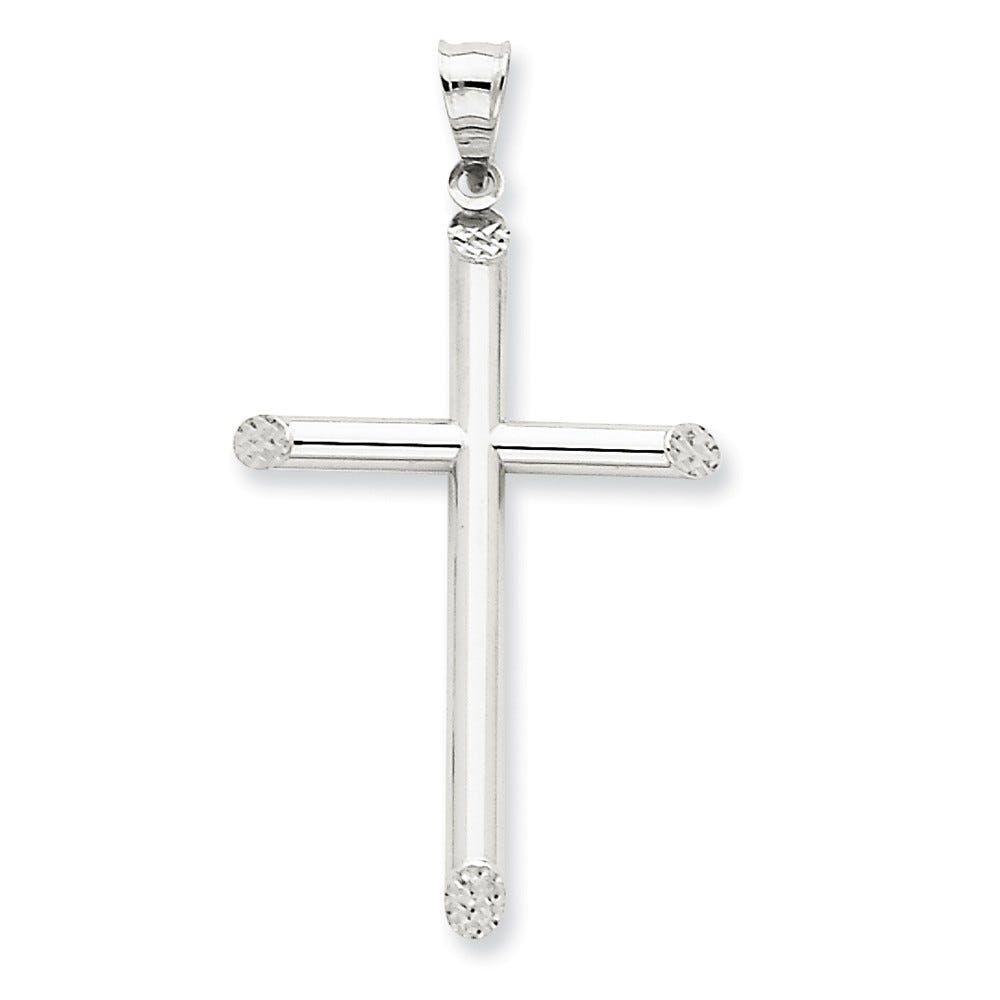 14k White Gold Hollow Cross Pendant