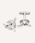 Engravable Silver-tone Polished Moveable Propeller Cufflinks