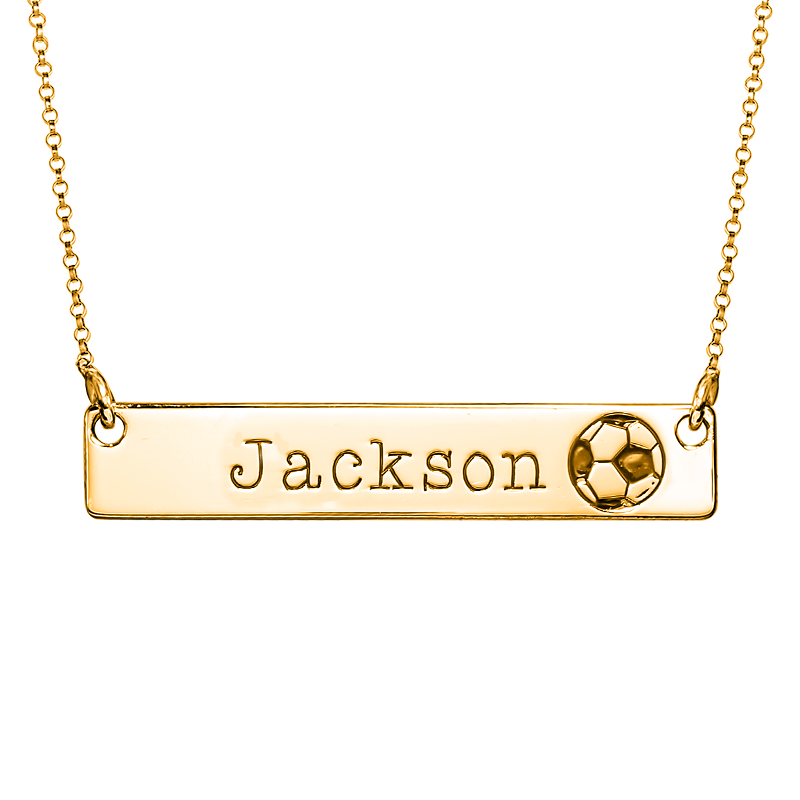 Personalized Horizontal Soccer Name Bar w/ Adjustable Chain