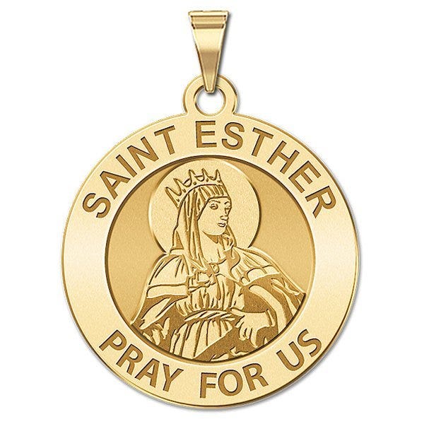 Saint Esther Round Religious Round Medal  "EXCLUSIVE"