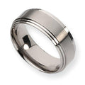 Titanium Ridged Edge 8mm Satin and Polished Wedding Band