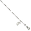 Sterling Silver Moon Charm Anklet w/ 1 Inch ext.