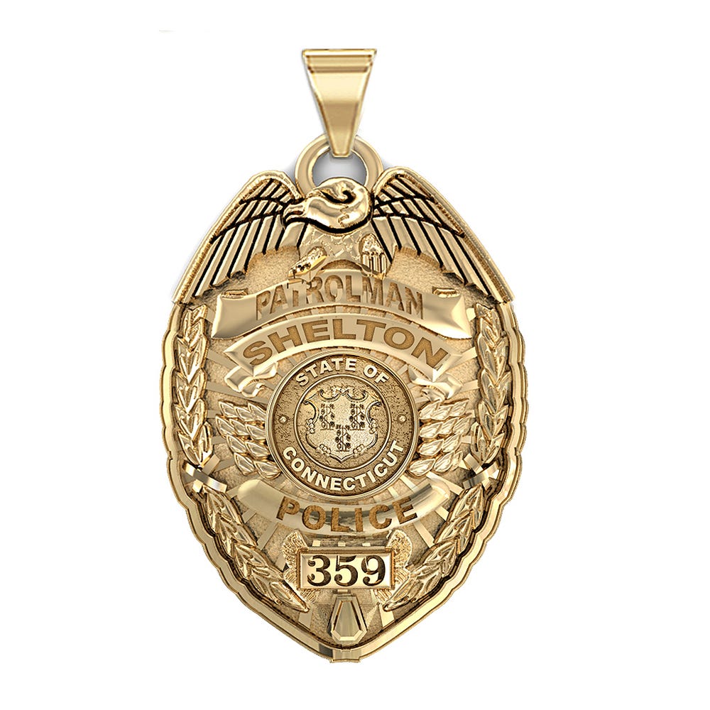 Personalized Connecticut Police Badge with Your, Number & Department