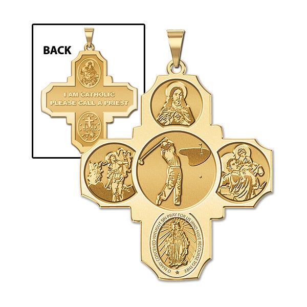 Four Way Cross - Golf Religious Medal  "EXCLUSIVE"