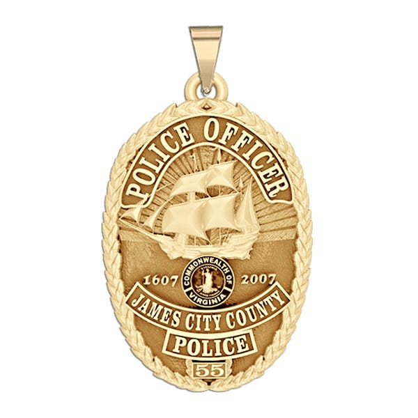 Personalized James City County Virginia Police Badge with Your Rank and Number