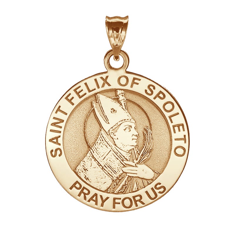 Saint Felix of Spoleto Round Religious Medal  "EXCLUSIVE"