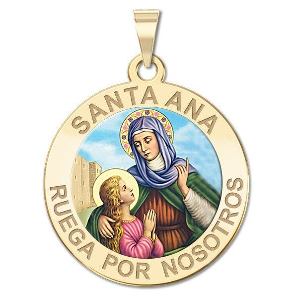 Santa Ana Round Color Religious Medal