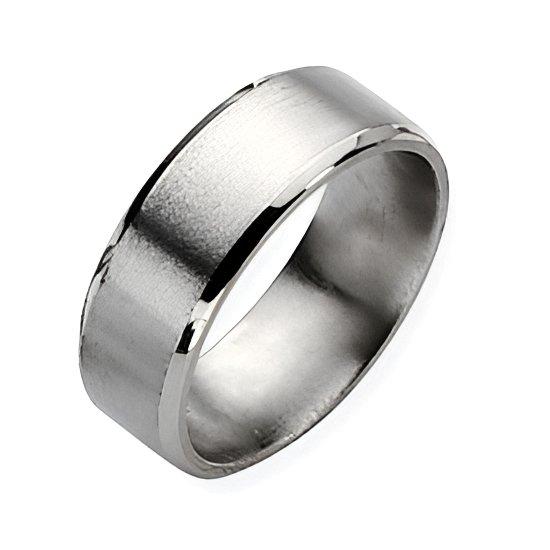 Titanium Beveled Edge 8mm Satin and Polished Band