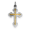 Sterling Silver Rhodium-plated & 18k Gold-plated Cross Charm
