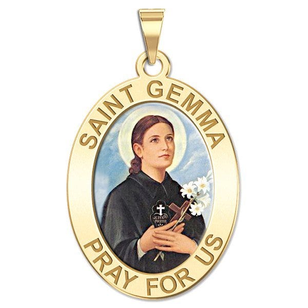 Saint Gemma Galgani Oval Medal - Round Color