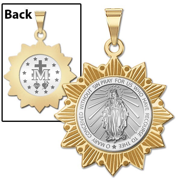 Miraculous Medal Two-Tone Sun Border Medals "EXCLUSIVE"