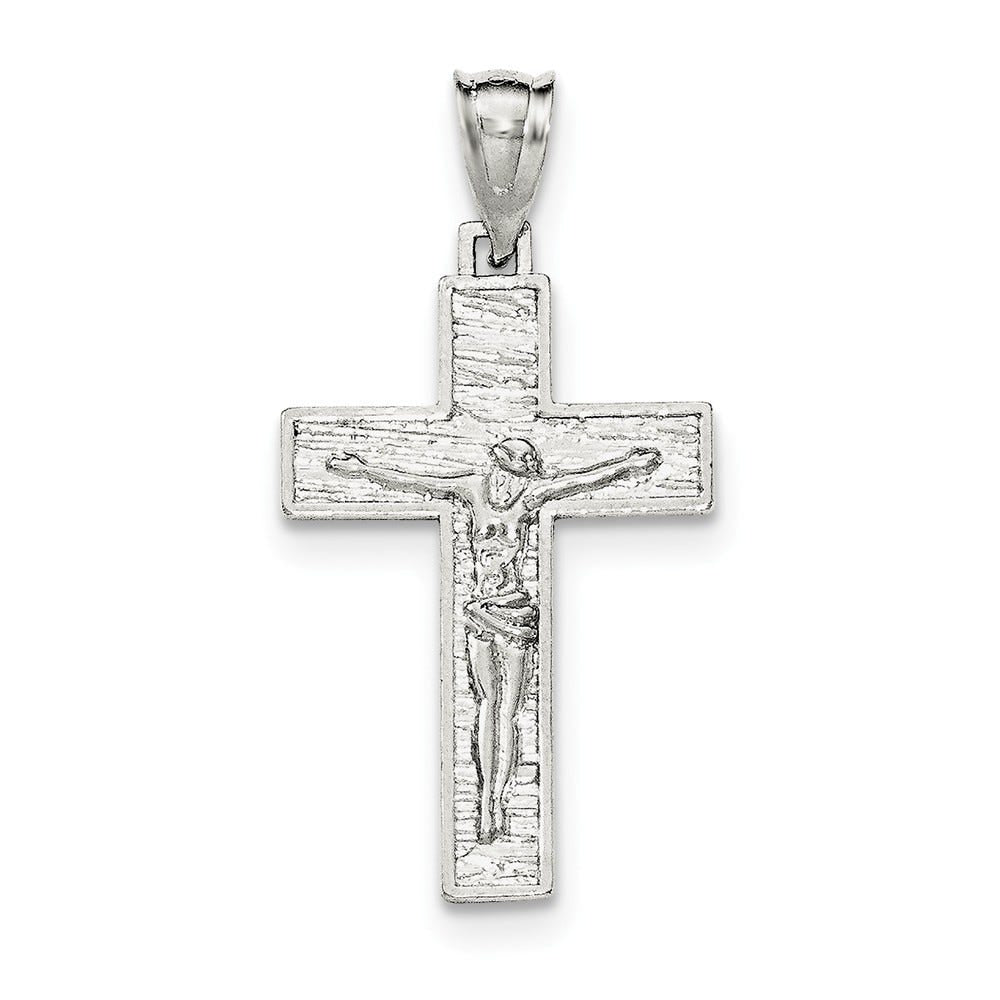 Sterling Silver Polished & Textured Crucifix Pendant