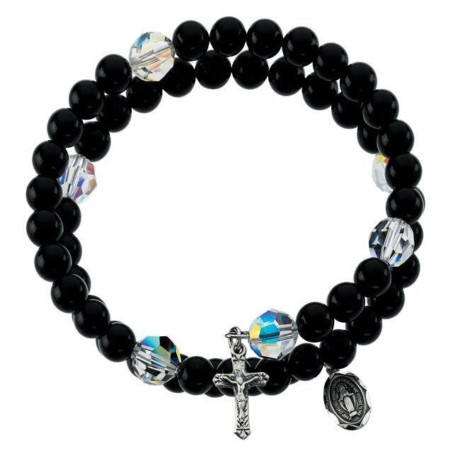 BLACK ONYX WRAP ROSARY - Sterling Silver