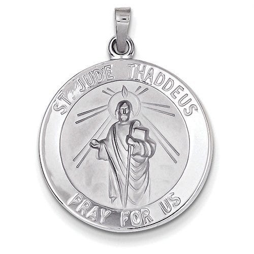 14k White Gold Saint Jude Thaddeus Round Charm