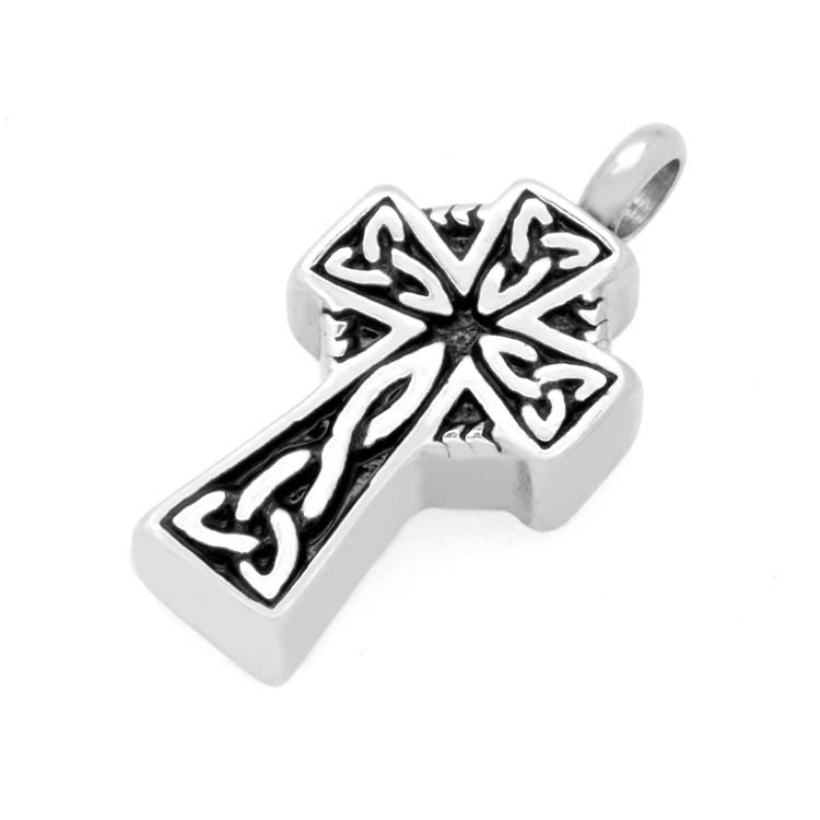 Stainless Steel Antiqued Cross Cremation & Ash Holder