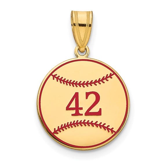 Custom Red Enamel Softball Charm or Pendant w/ Number
