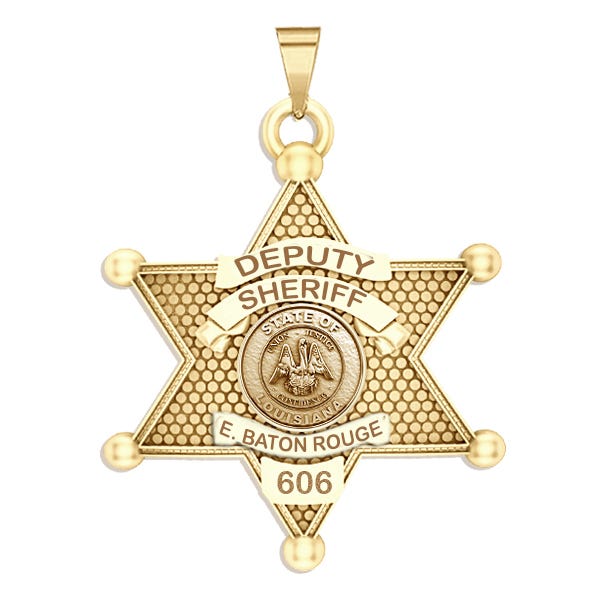 Personalized 6-Point Star Louisiana Sheriff Badge with Rank, Number & Dept.