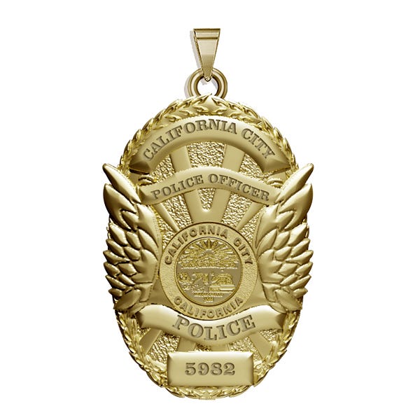 Personalized California City Police Badge with Your Rank, Department and Number