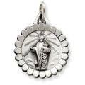 Sterling Silver Floral Round Antiqued Saint Jude Medal