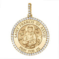 Large Saint Francis of Assisi Diamond Round Religious Medal