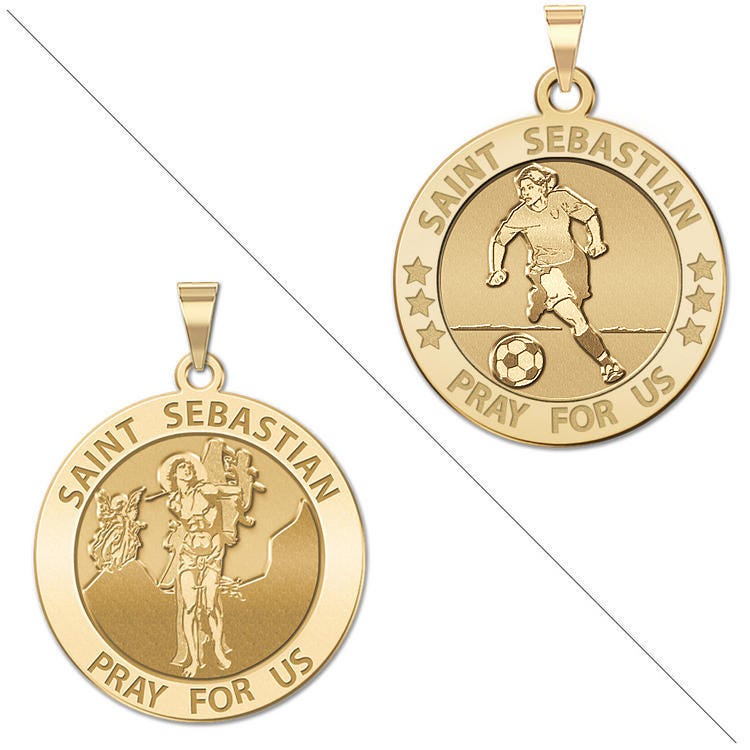 Female Soccer - Saint Sebastian Doubledside Sports Religious Medal "EXCLUSIVE"