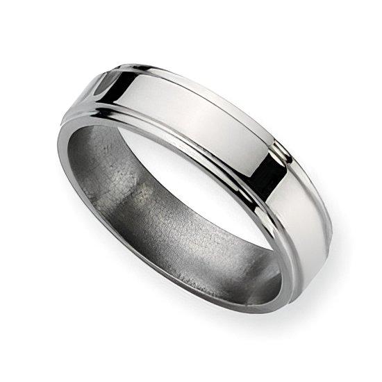 Titanium Ridged-Edge 6mm Polished Wedding Band