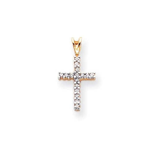 14k & Rhodium Diamond Latin Cross Pendant