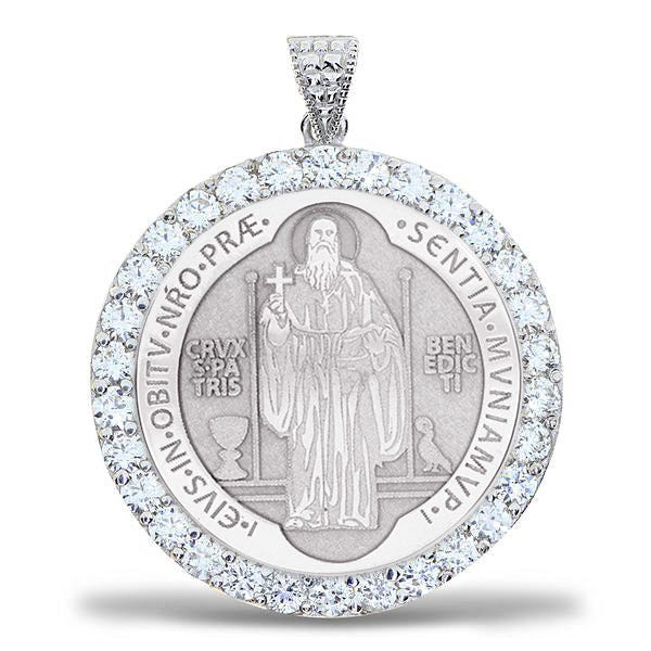 Saint Benedict CZ Religious Round Medal - "EXCLUSIVE"