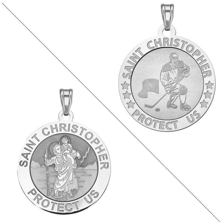 Ice Hockey - Saint Christopher Doubledside Sports Religious Medal "EXCLUSIVE"