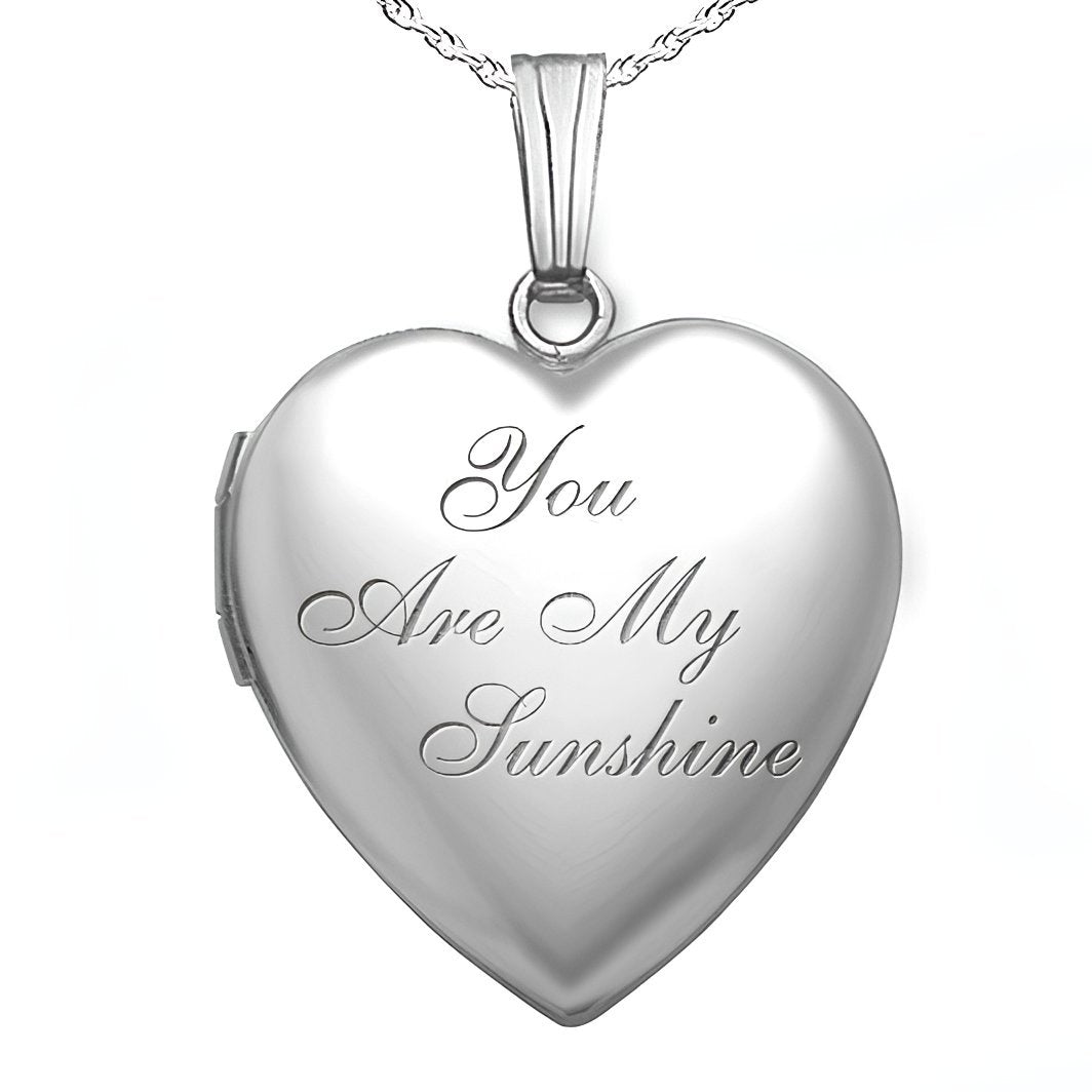 Silver "You Are My Sunshine" Heart Photo Locket
