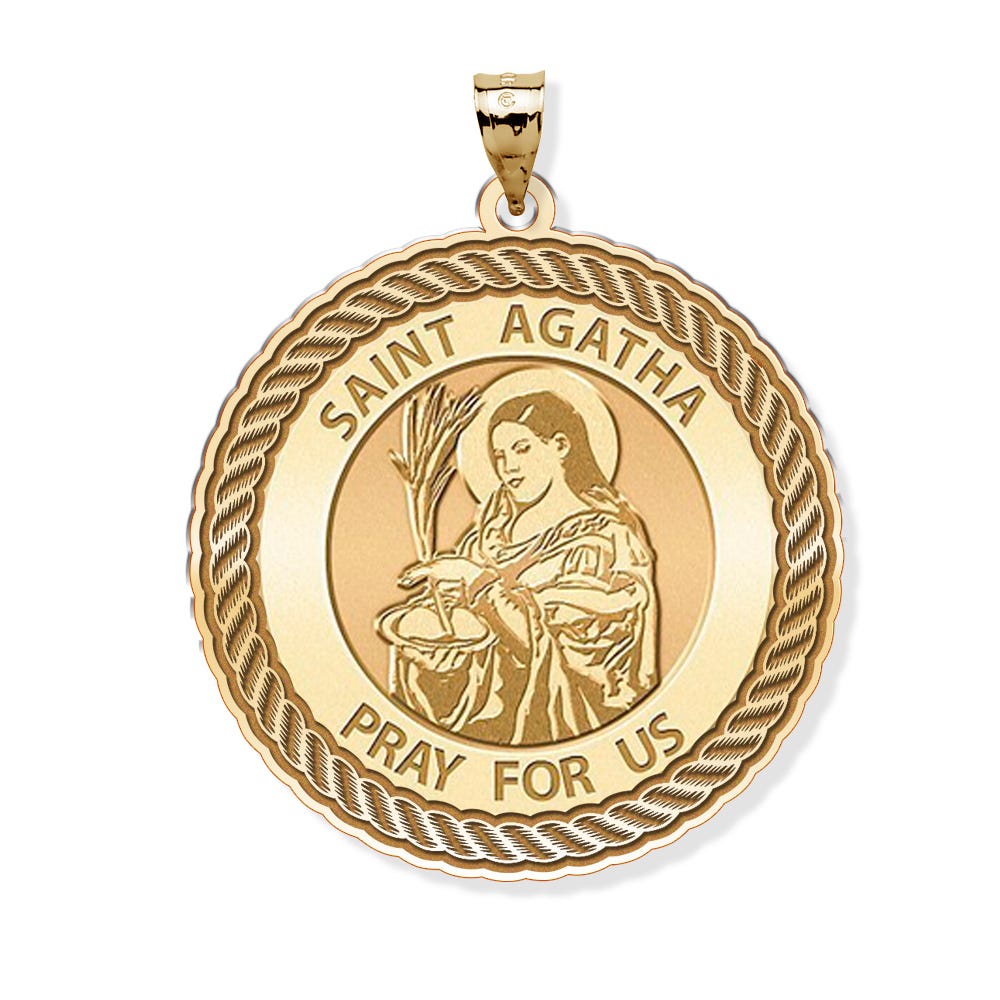 Saint Agatha Round Rope Border Religious Medal