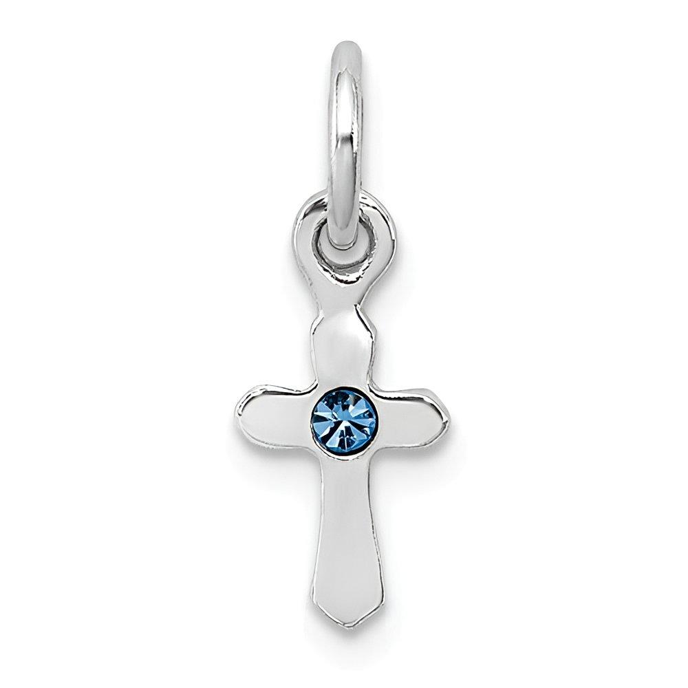 Sterling Silver RH Plated Child\'s Preciosca Crystal Dec Cross Pendant